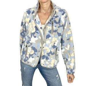 Thread + Supply blue taupe yellow white camo fleece jacket M